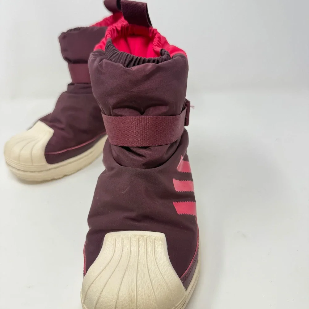 Adidas Superstar Winter Boots Kids 2.5 Burgundy Pink Puffer Shell Toe JR5804
